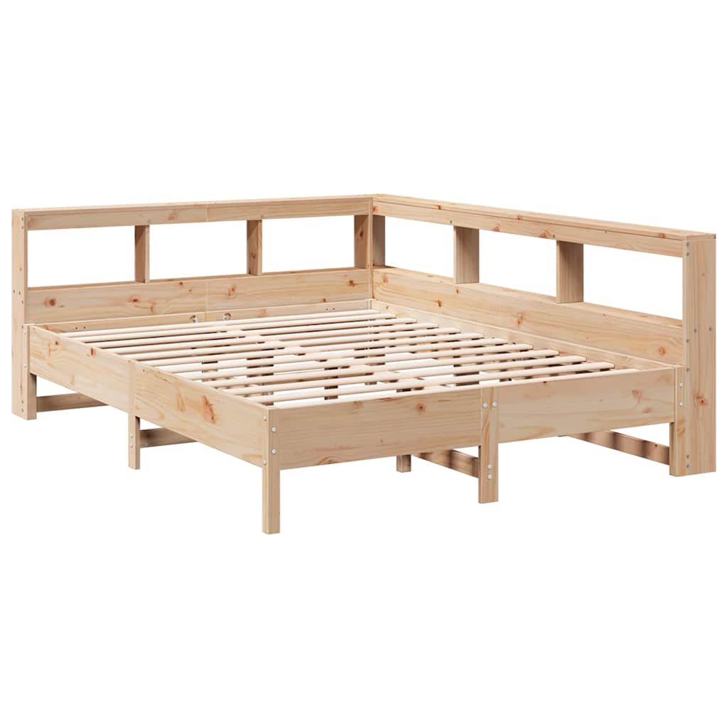 Bed met boekenkast zonder matras massief grenenhout 150x200 cm