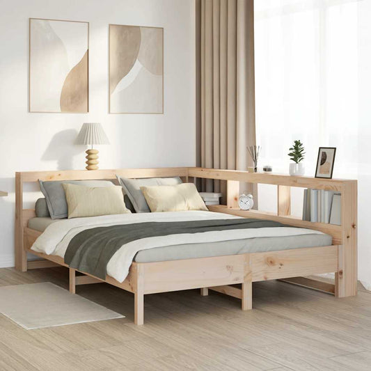 Bed met boekenkast zonder matras massief grenenhout 150x200 cm