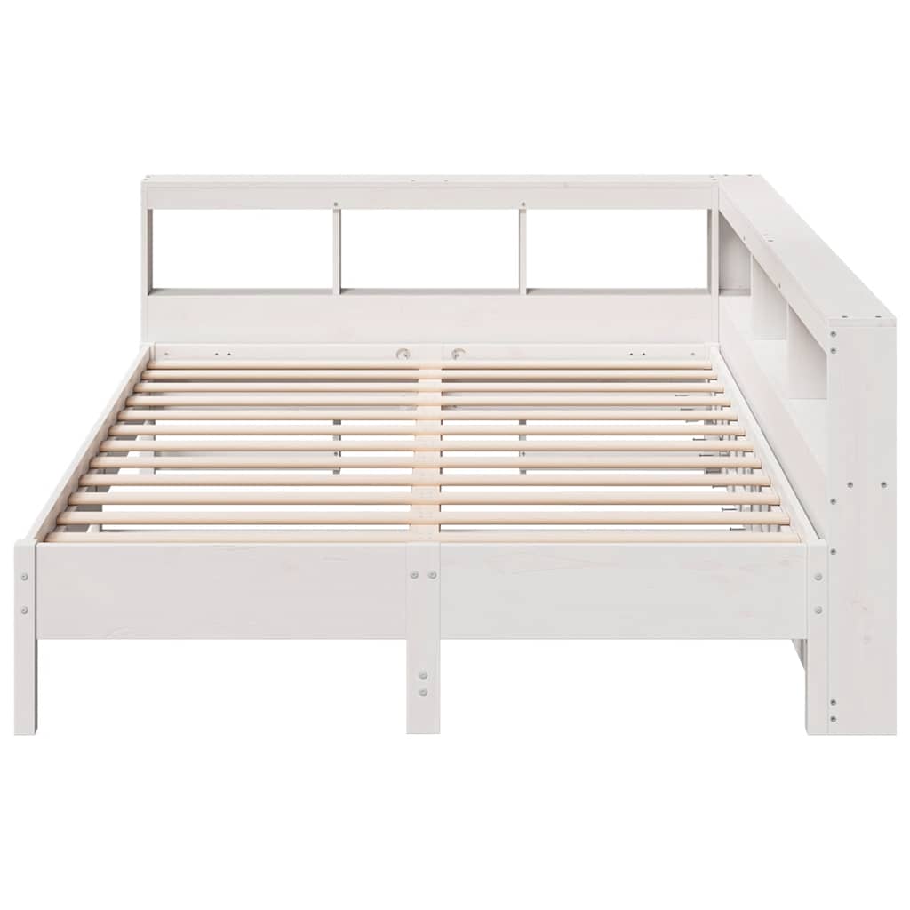 Bed met boekenkast zonder matras grenenhout wit 150x200 cm