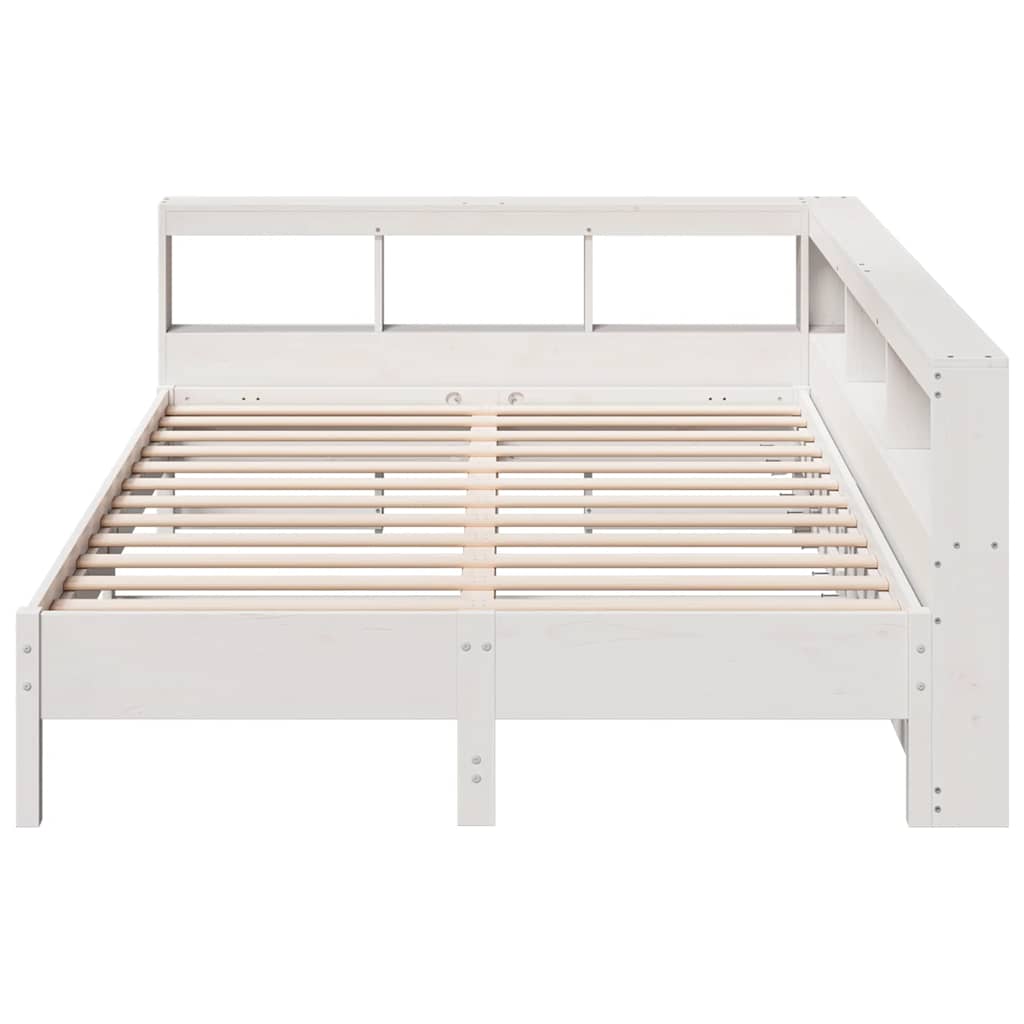 Bed met boekenkast zonder matras grenenhout wit 140x200 cm