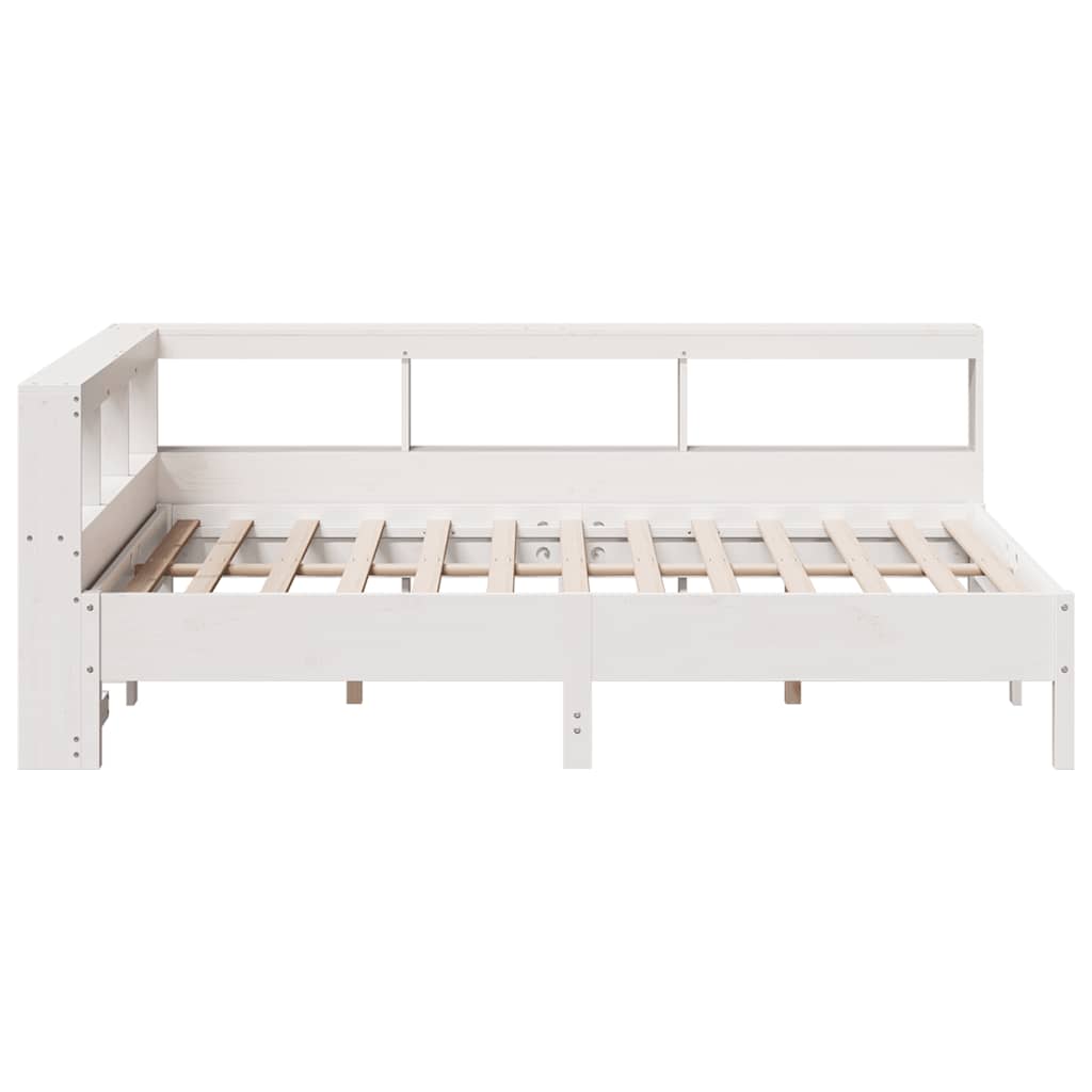 Bed met boekenkast zonder matras grenenhout wit 120x200 cm