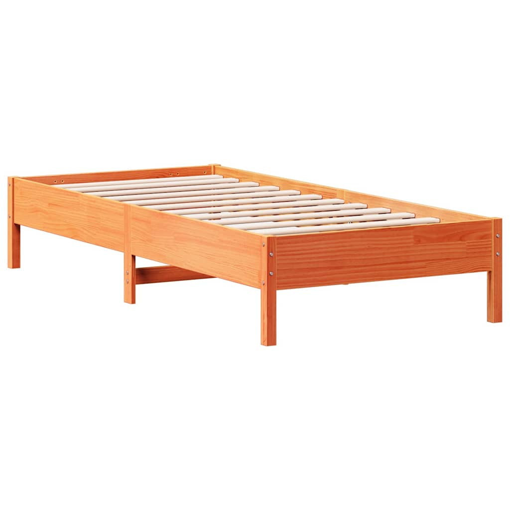 Bed met boekenkast zonder matras grenenhout wasbruin 100x200 cm