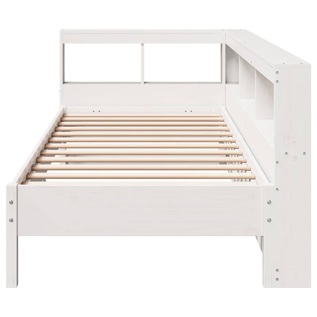 Bed met boekenkast zonder matras grenenhout wit 90x200 cm