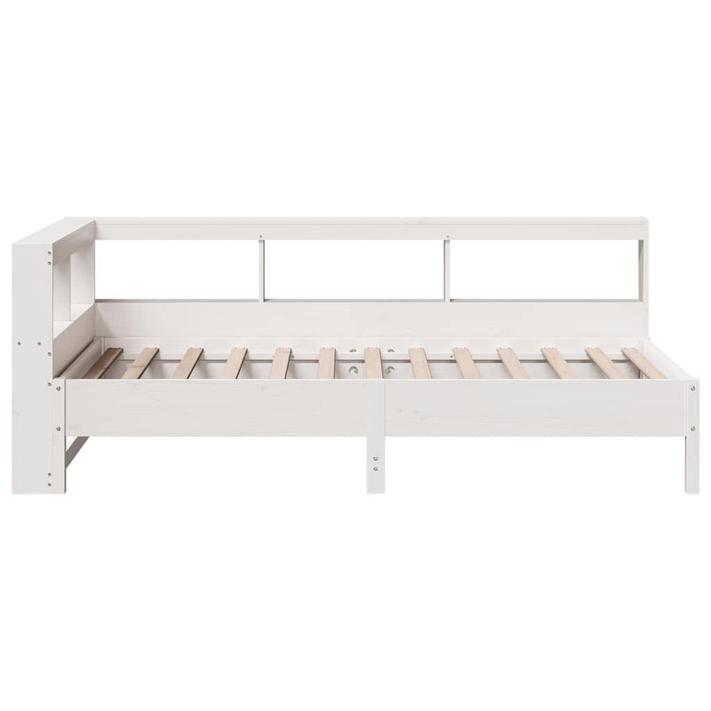 Bed met boekenkast zonder matras grenenhout wit 90x200 cm