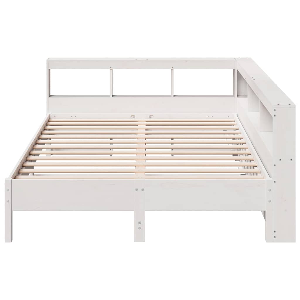 Bed met boekenkast zonder matras grenenhout wit 140x190 cm