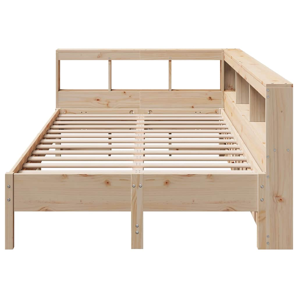 Bed met boekenkast zonder matras massief grenenhout 135x190 cm