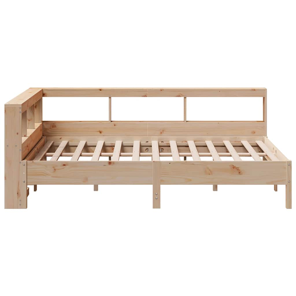 Bed met boekenkast zonder matras massief grenenhout 135x190 cm