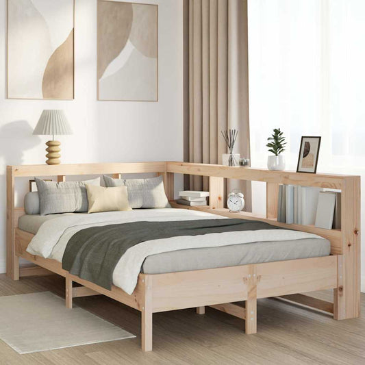 Bed met boekenkast zonder matras massief grenenhout 120x190 cm