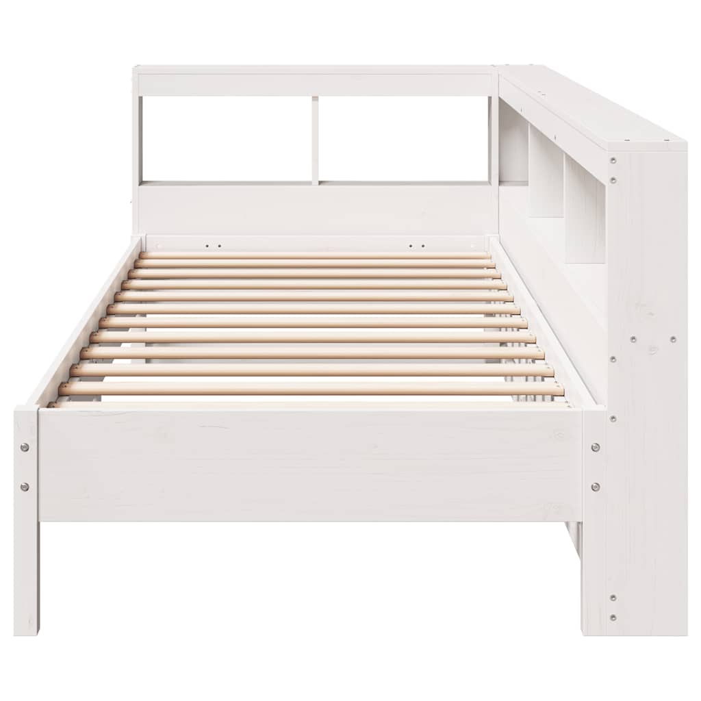 Bed met boekenkast zonder matras grenenhout wit 90x190 cm