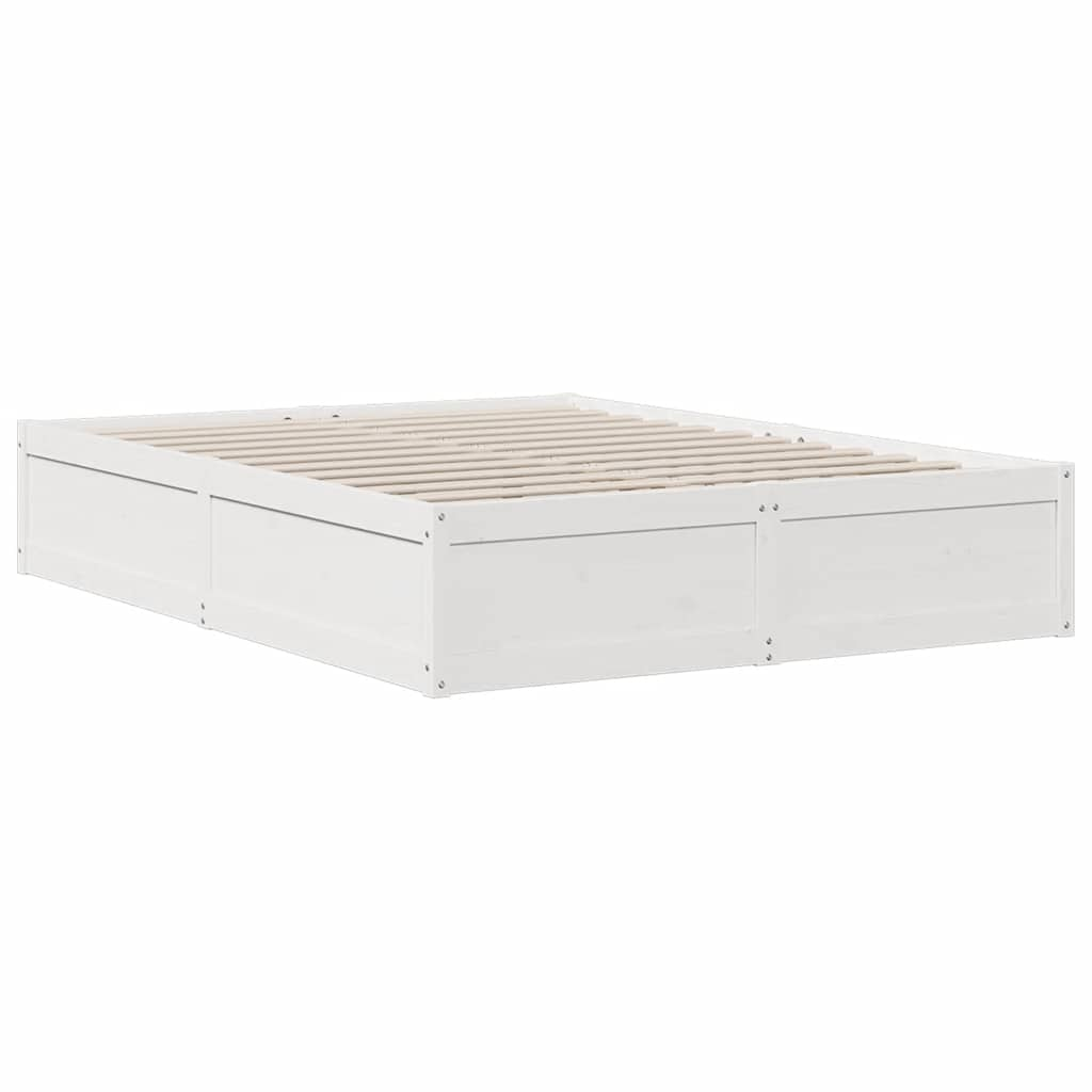 Bed met boekenkast zonder matras grenenhout wit 150x200 cm