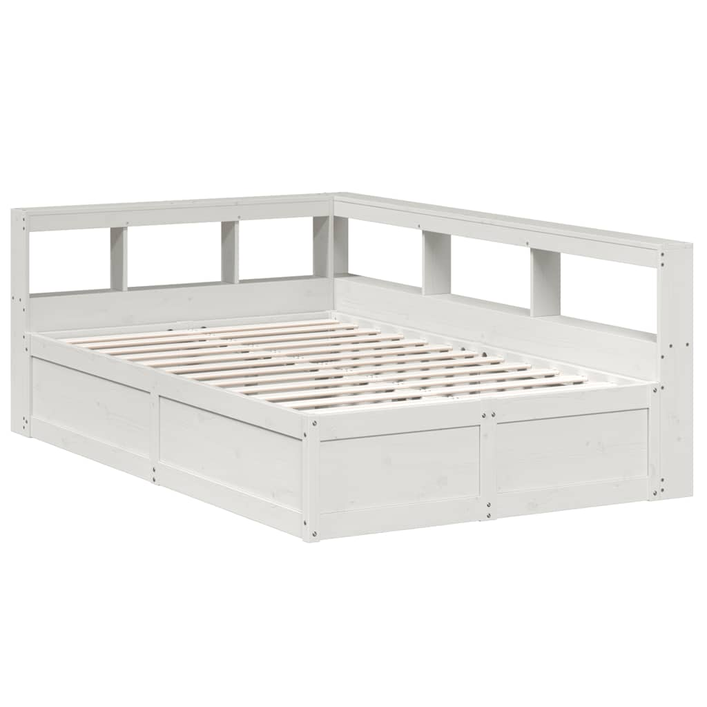 Bed met boekenkast zonder matras grenenhout wit 140x190 cm