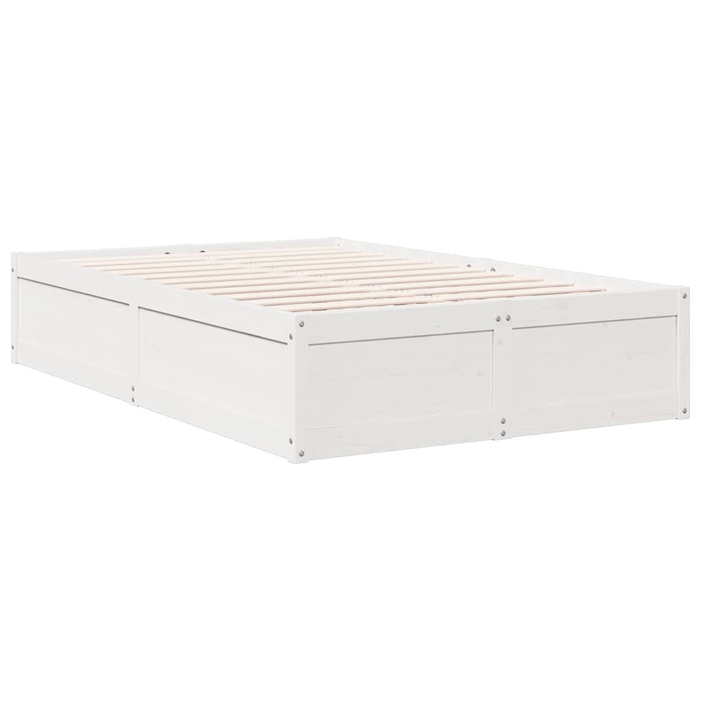 Bed met boekenkast zonder matras grenenhout wit 140x190 cm