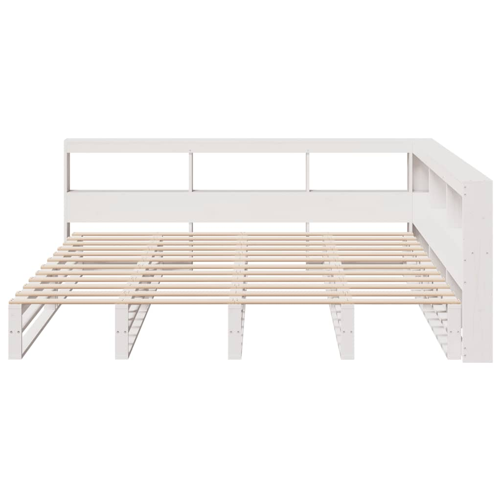 Bed met boekenkast zonder matras grenenhout wit 180x200 cm