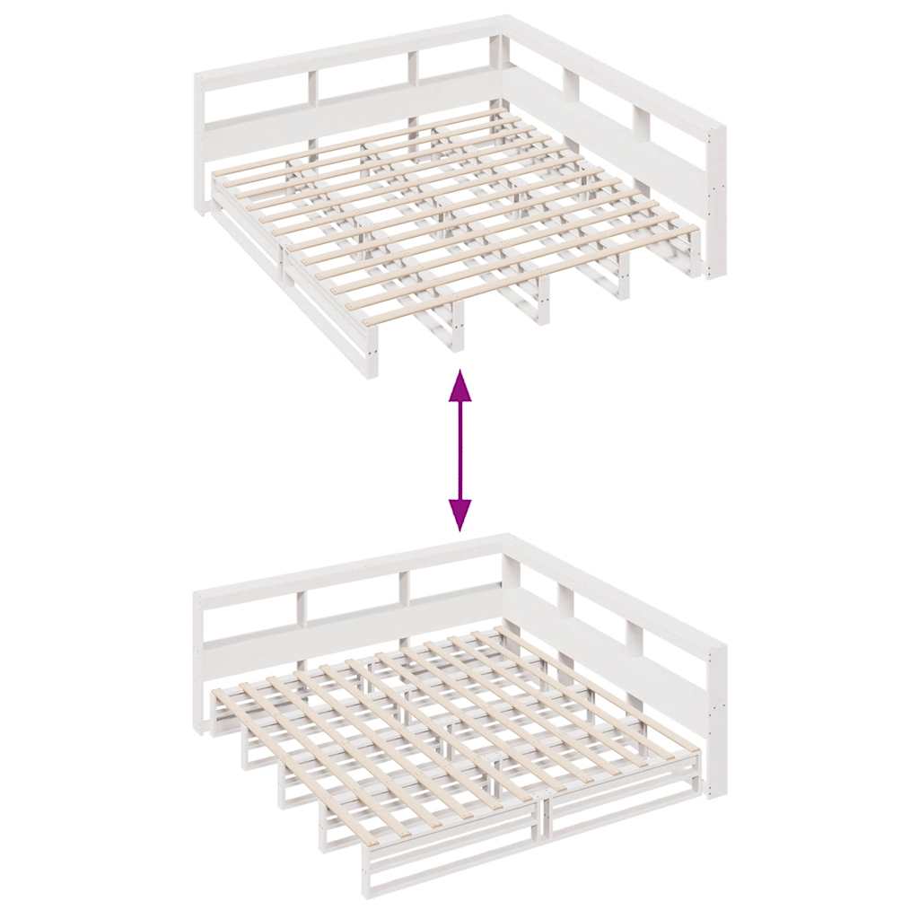 Bed met boekenkast zonder matras grenenhout wit 180x200 cm