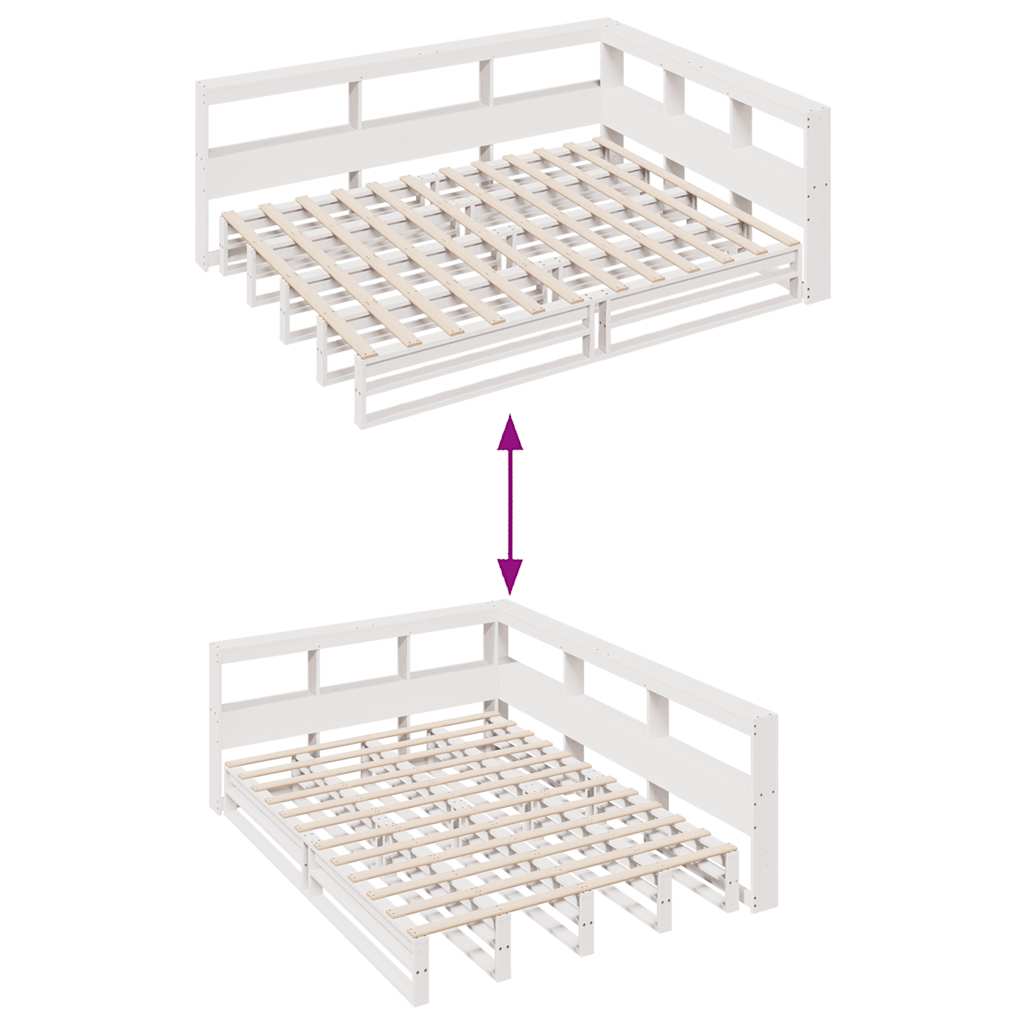 Bed met boekenkast zonder matras grenenhout wit 160x200 cm