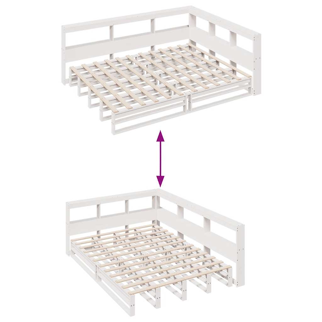 Bed met boekenkast zonder matras grenenhout wit 140x200 cm