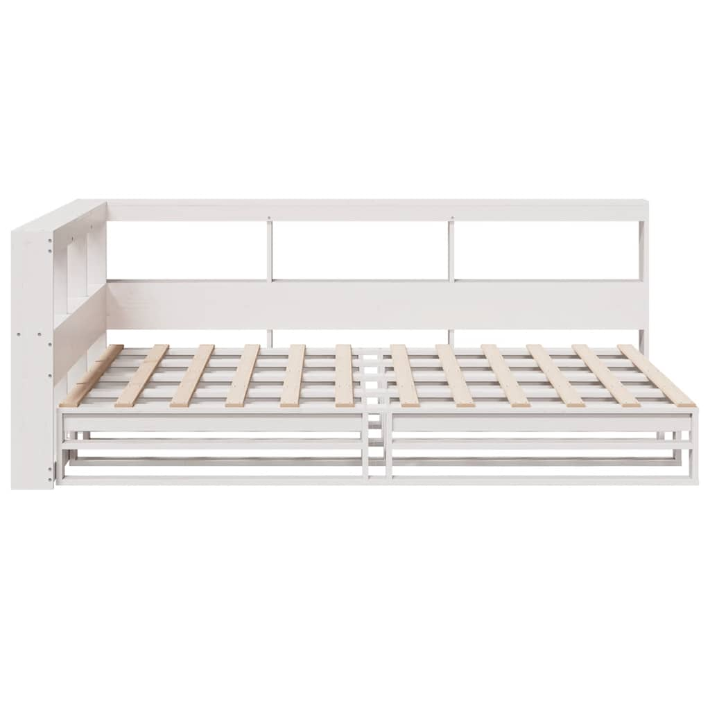 Bed met boekenkast zonder matras grenenhout wit 120x200 cm