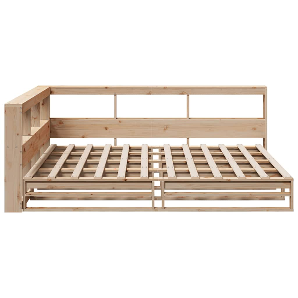 Bed met boekenkast zonder matras massief grenenhout 140x190 cm