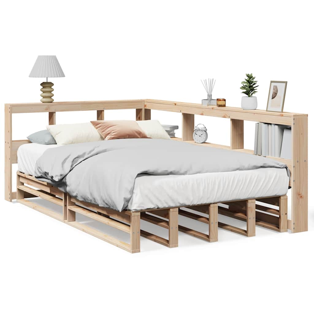 Bed met boekenkast zonder matras massief grenenhout 120x190 cm