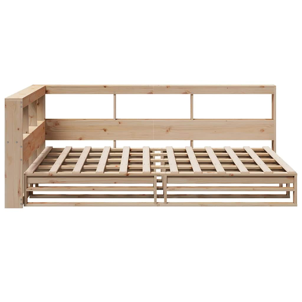 Bed met boekenkast zonder matras massief grenenhout 120x190 cm