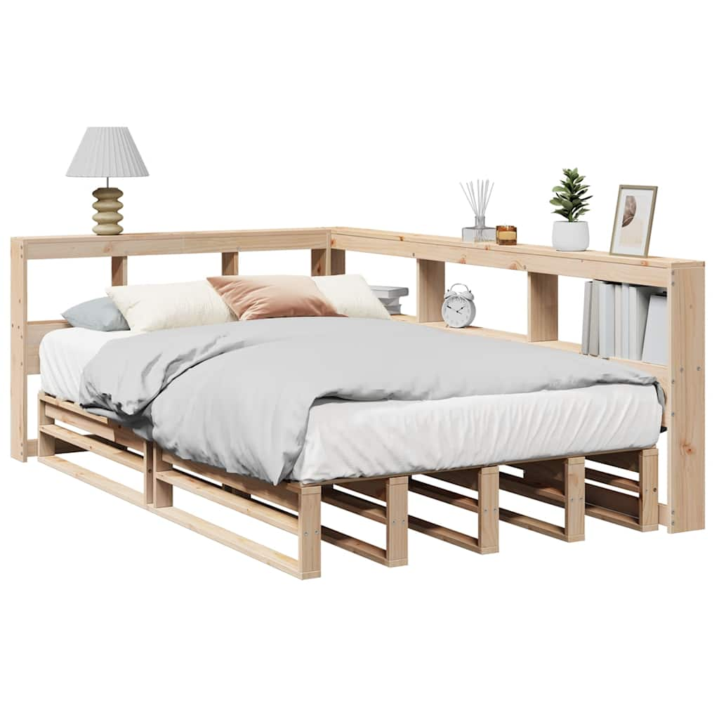 Bed met boekenkast zonder matras massief grenenhout 120x190 cm