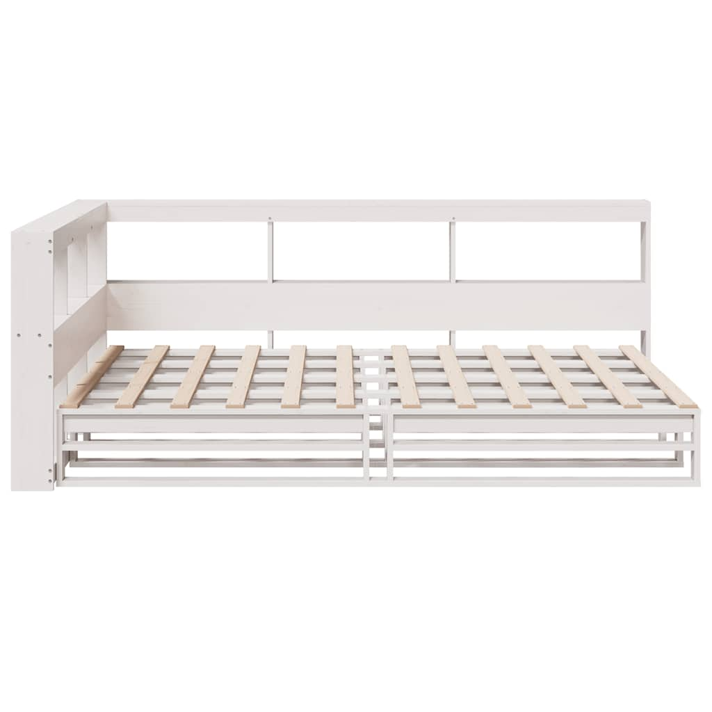 Bed met boekenkast zonder matras grenenhout wit 120x190 cm