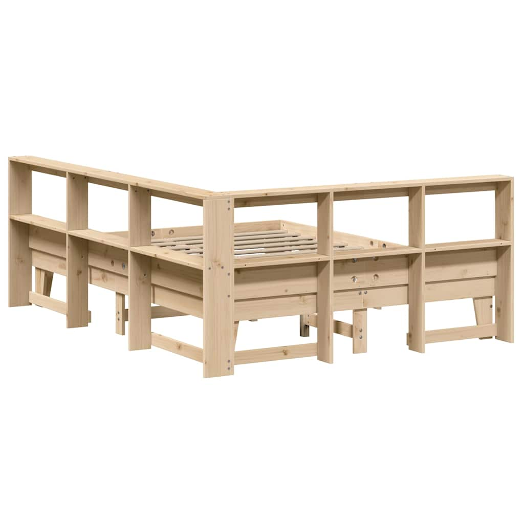 Bed met boekenkast zonder matras massief grenenhout 150x200 cm