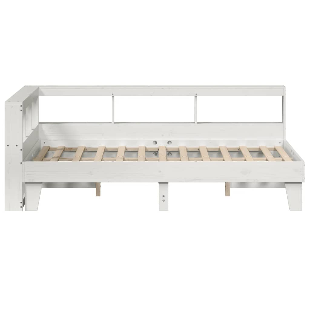 Bed met boekenkast zonder matras grenenhout wit 140x190 cm