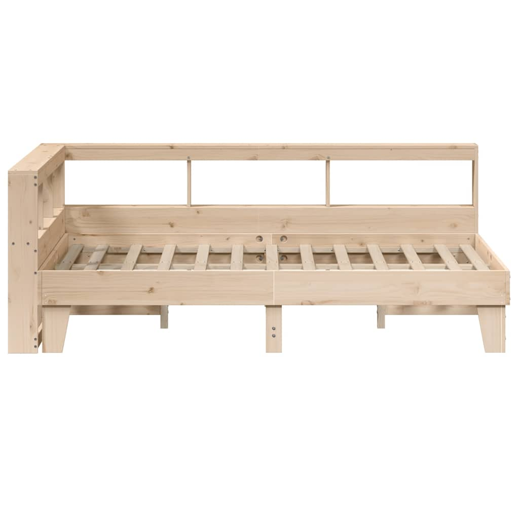 Bed met boekenkast zonder matras massief grenenhout 135x190 cm