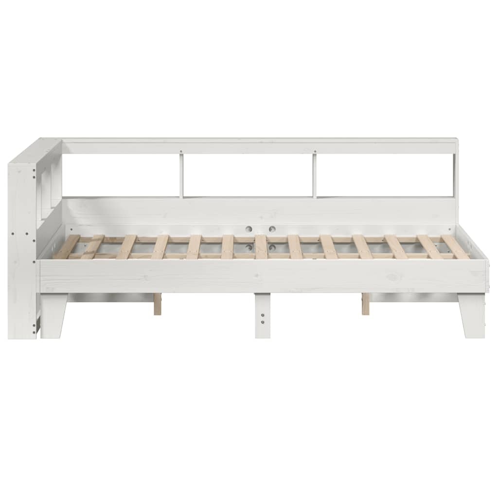 Bed met boekenkast zonder matras grenenhout wit 135x190 cm