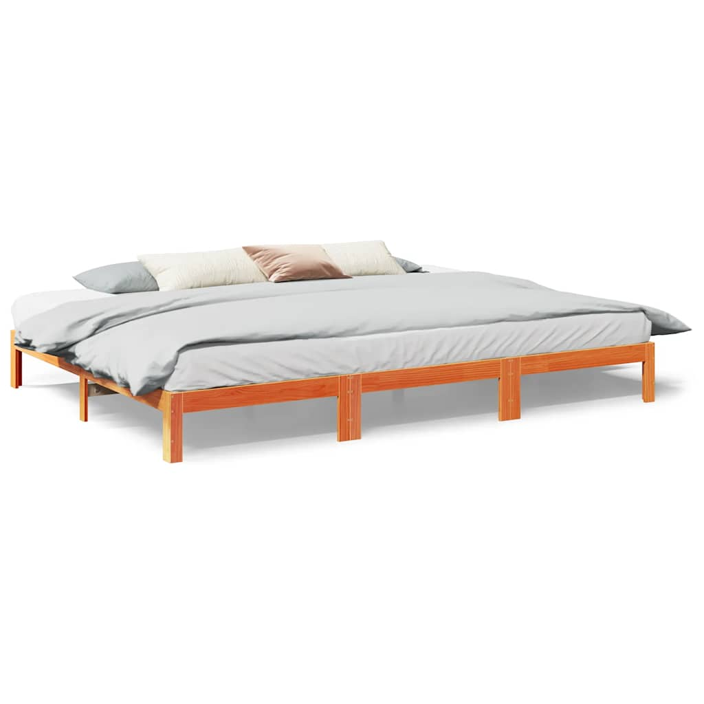 Bedframe zonder matras 240x200 cm massief grenenhout wasbruin