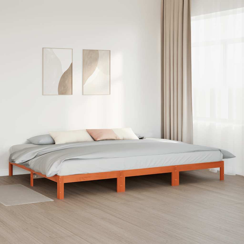 Bedframe zonder matras 240x200 cm massief grenenhout wasbruin