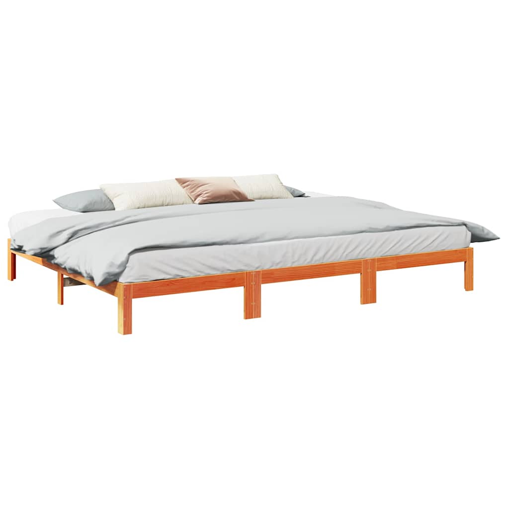 Bedframe zonder matras 240x200 cm massief grenenhout wasbruin