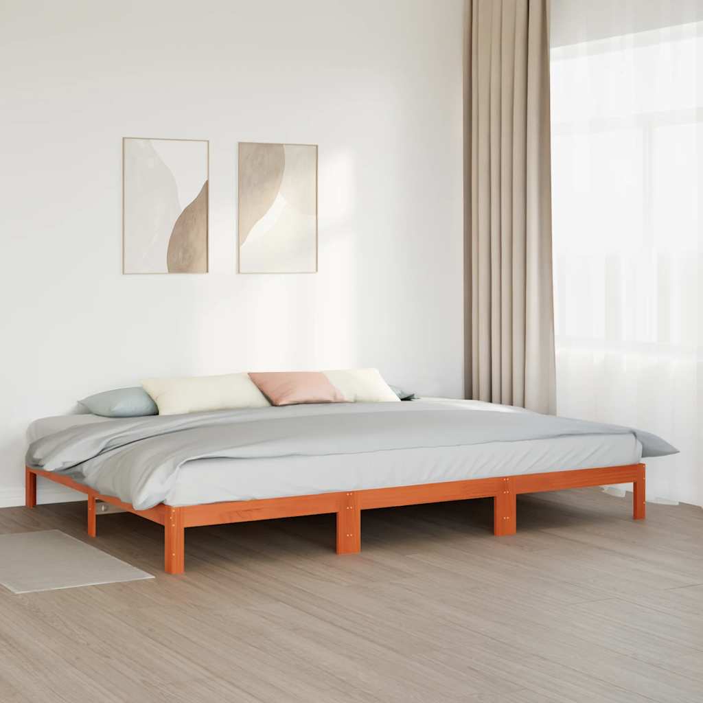 Bedframe zonder matras 270x200 cm massief grenenhout wasbruin