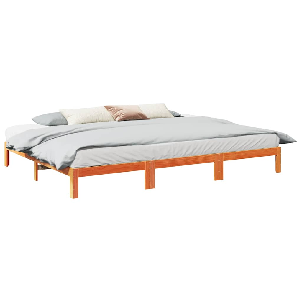 Bedframe zonder matras 270x200 cm massief grenenhout wasbruin