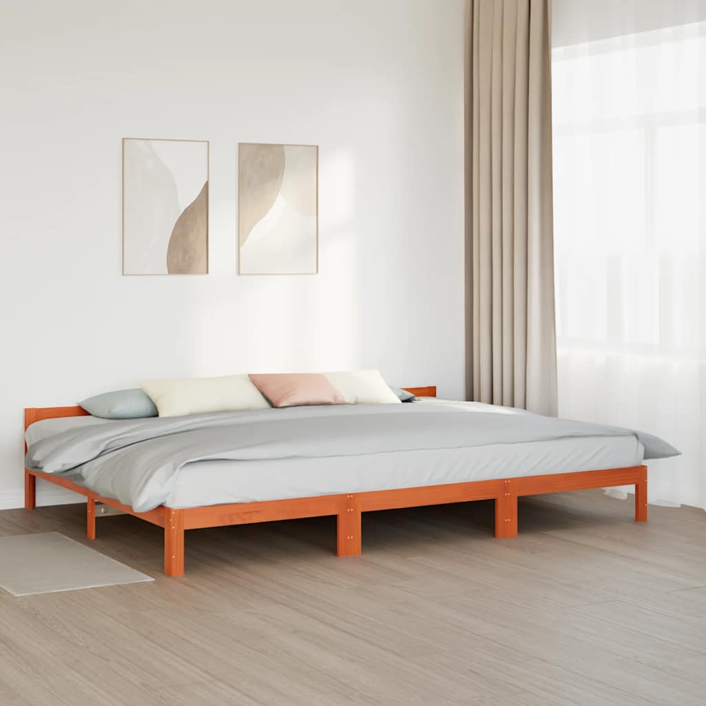 Bedframe zonder matras 240x200 cm massief grenenhout wasbruin