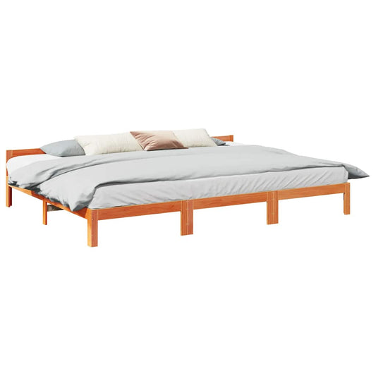 Bedframe zonder matras 240x200 cm massief grenenhout wasbruin