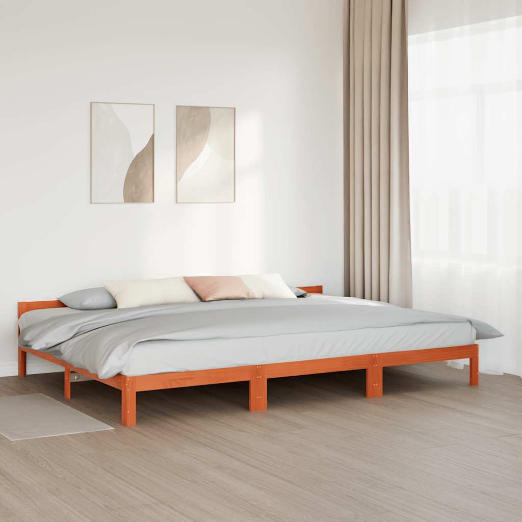 Bedframe zonder matras 270x200 cm massief grenenhout wasbruin