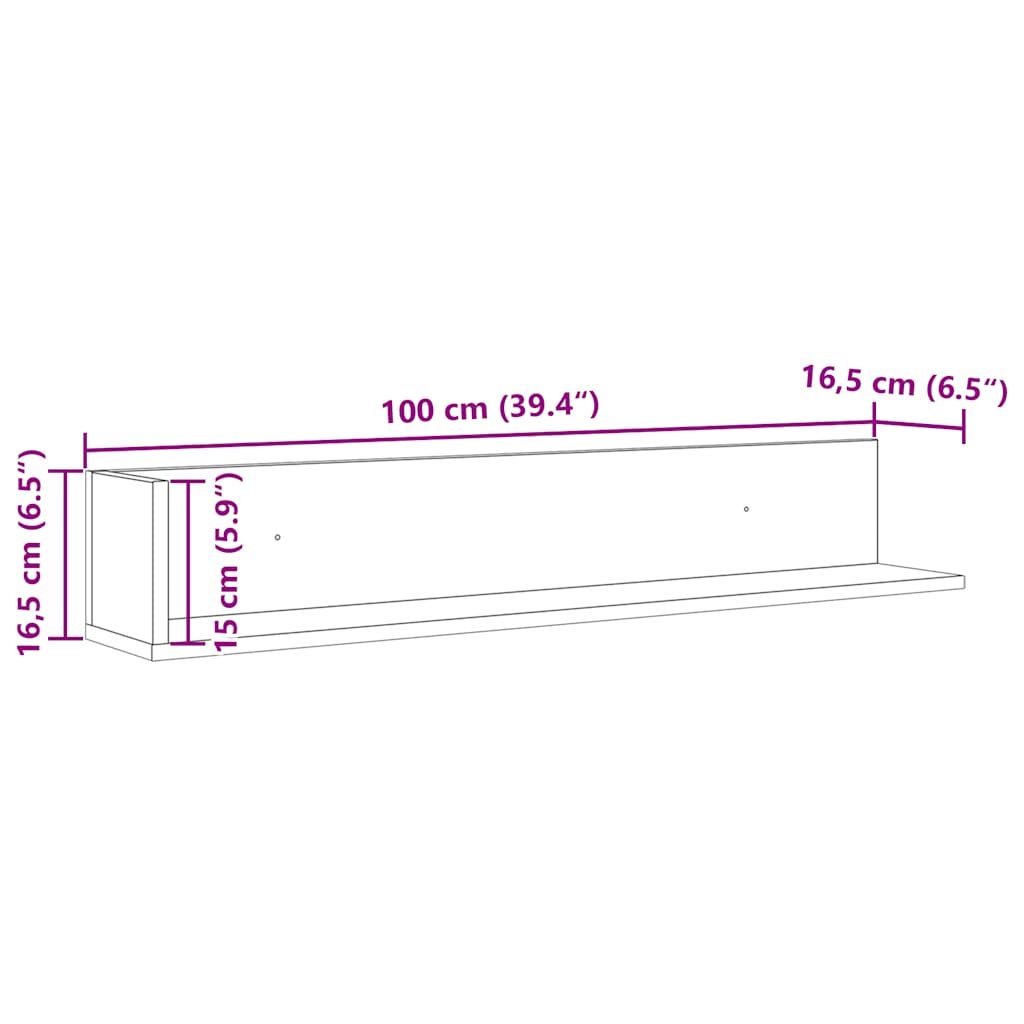 Wandschappen 2 st 100x16,5x16,5 cm bewerkt hout wit