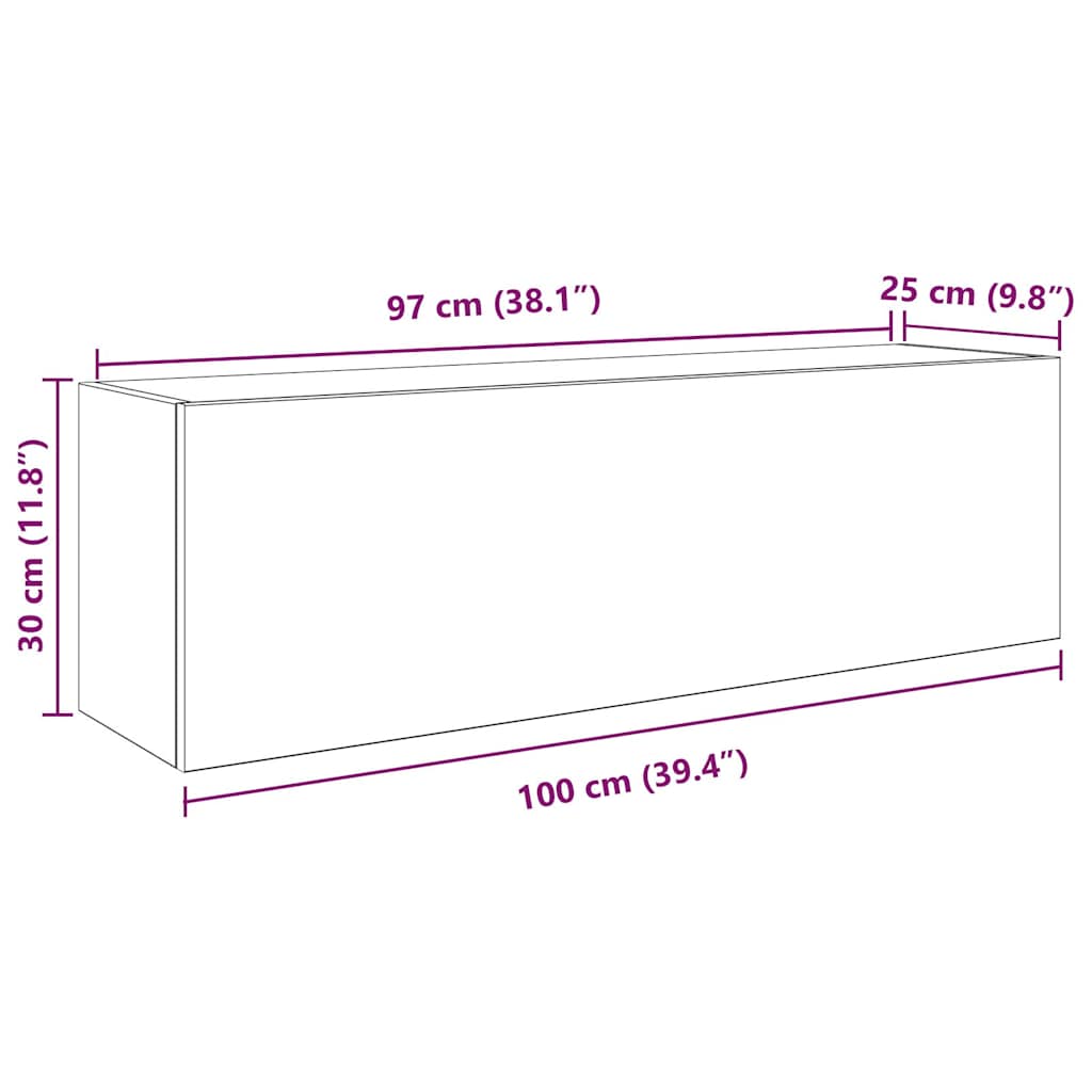 Badkamerwandkast 100x25x30 cm bewerkt hout zwart