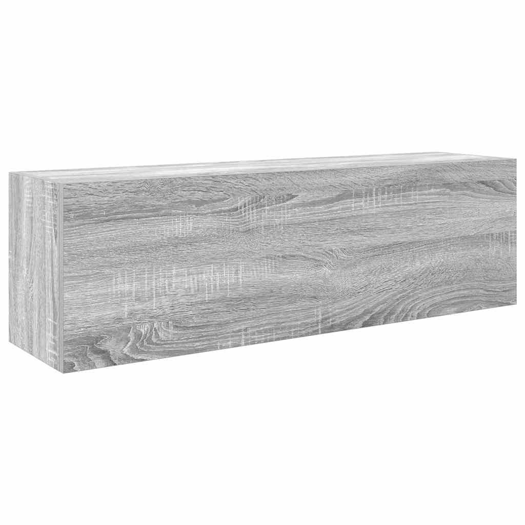 Badkamerwandkast 100x25x30 cm bewerkt hout grijs sonoma eiken