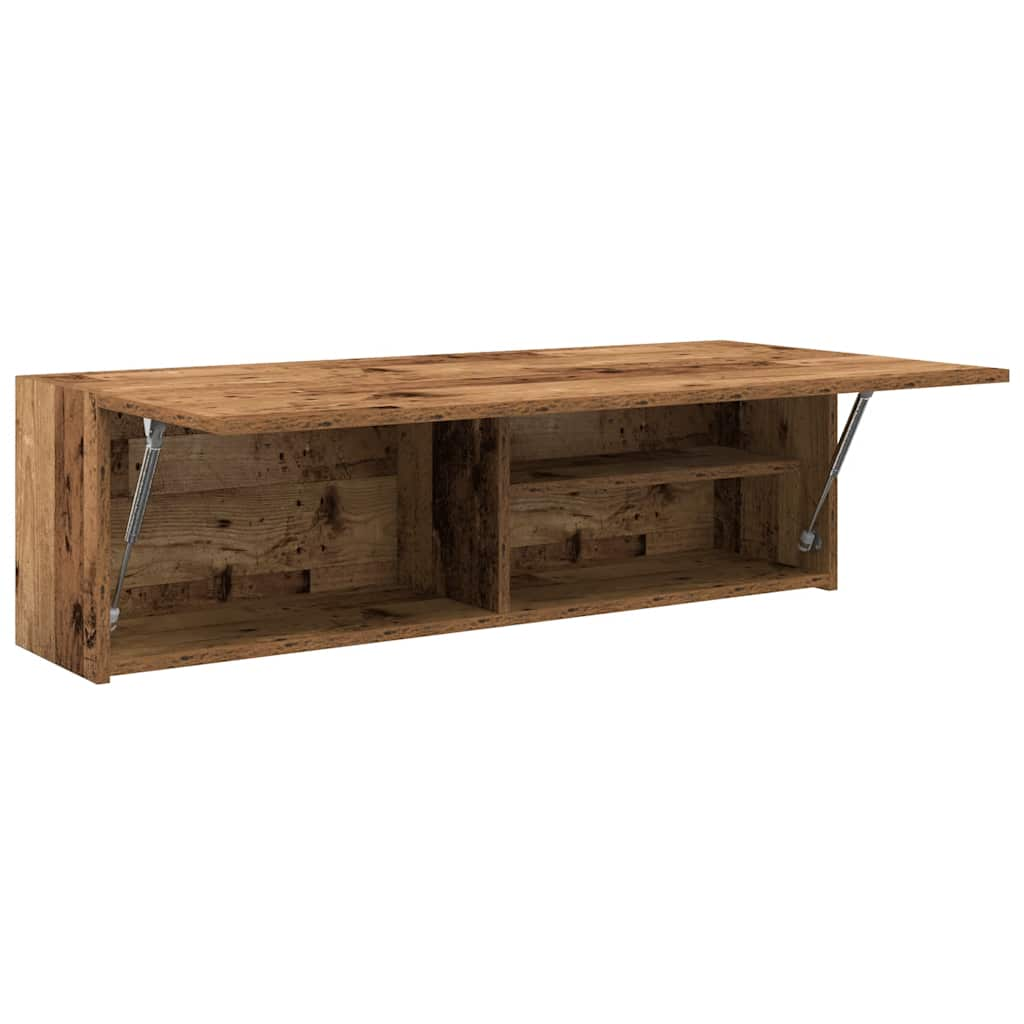 Badkamerwandkast 100x25x30 cm bewerkt hout oud houtkleurig