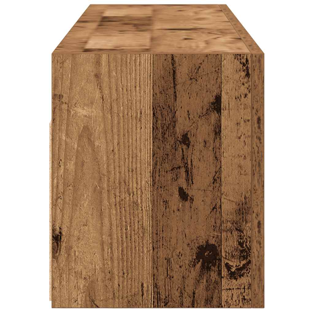 Badkamerwandkast 100x25x30 cm bewerkt hout oud houtkleurig