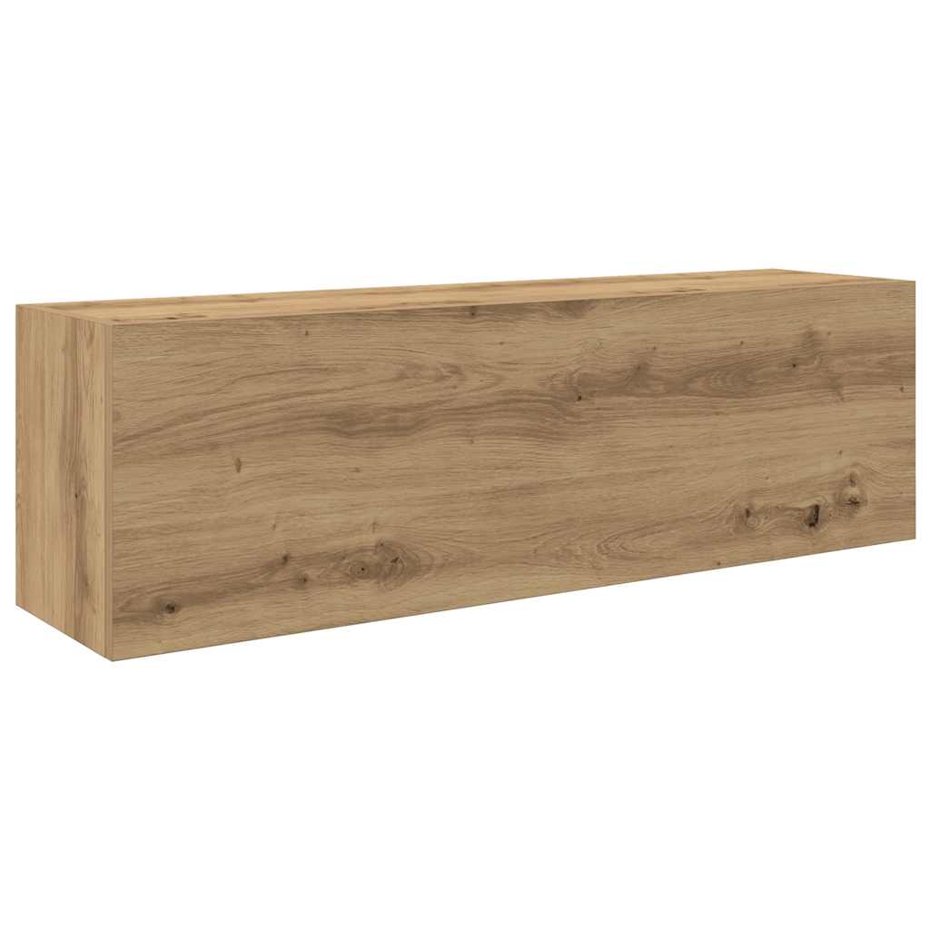 Badkamerwandkast 100x25x30cm bewerkt hout artisanaal eikenkleur