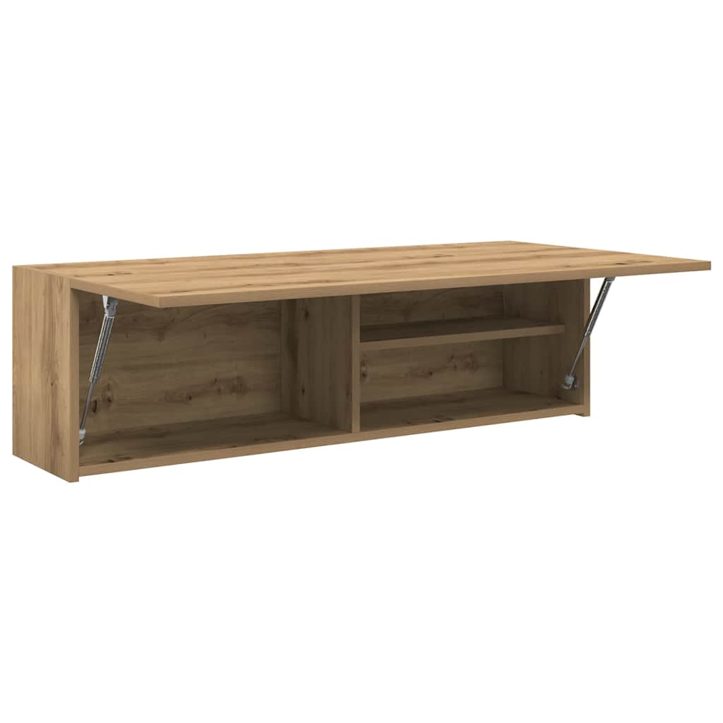 Badkamerwandkast 100x25x30cm bewerkt hout artisanaal eikenkleur