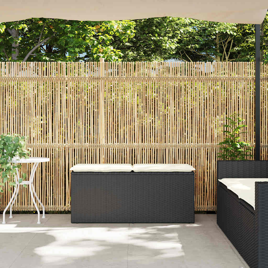 Tuinbank met kussen 110x40x44 cm poly rattan zwart