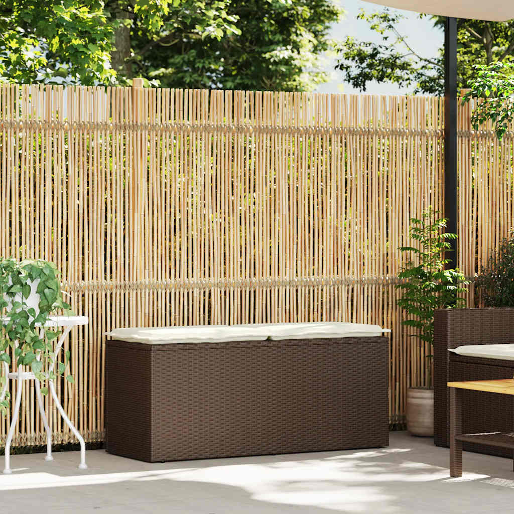 Tuinbank met kussen 110x40x44 cm poly rattan bruin