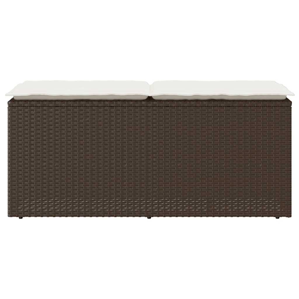 Tuinbank met kussen 110x40x44 cm poly rattan bruin