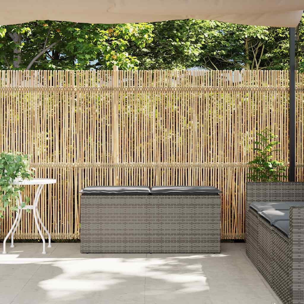 Tuinbank met kussen 110x40x44 cm poly rattan grijs