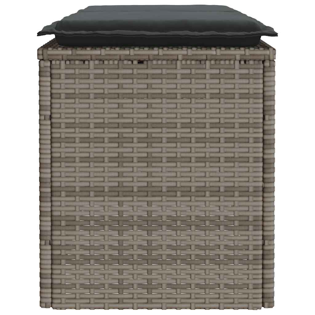 Tuinbank met kussen 110x40x44 cm poly rattan grijs